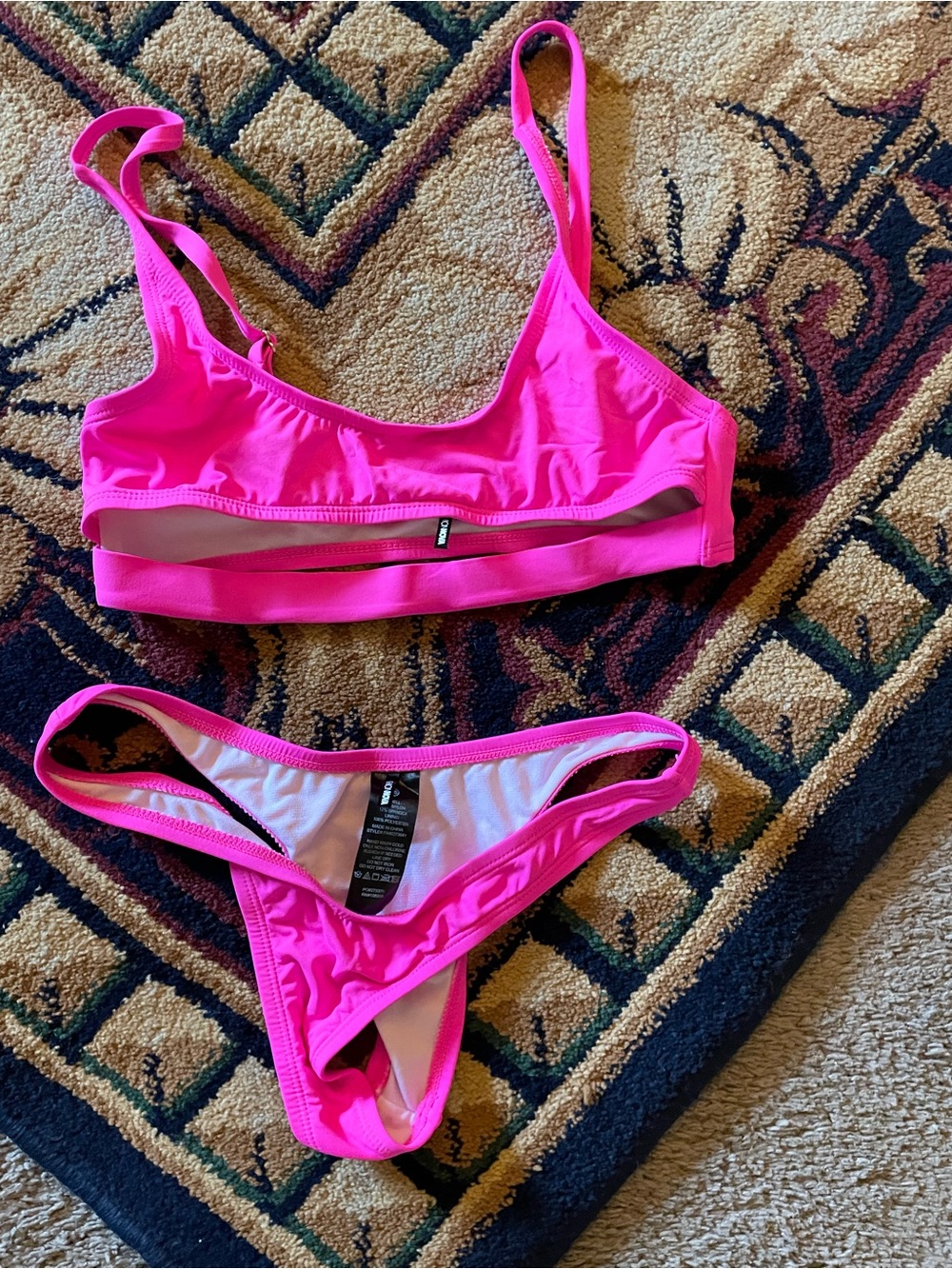 Fashion Nova Hot Pink Women's Bikini Set - Bright Scoop Top & Cheeky Bottom